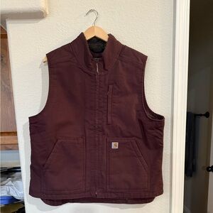 Carhartt Plum Sherpa-Lined Canvas Vest
